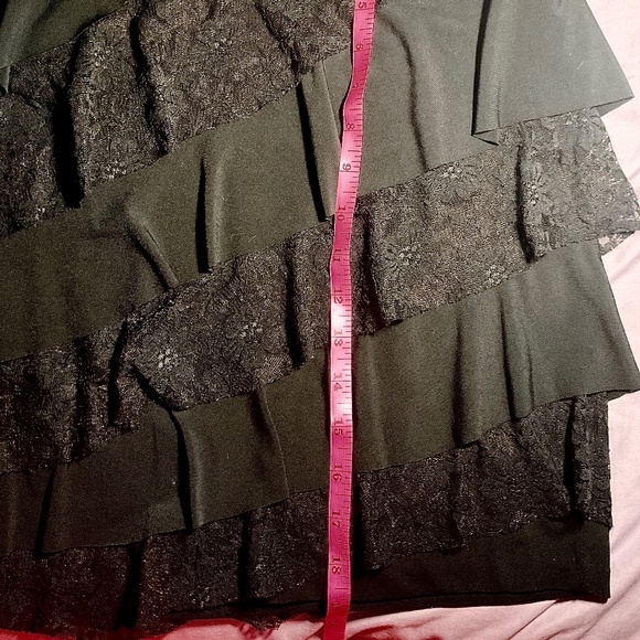 Women’s Trendy Layered Lace Skirt Fully Lined Comfort Stretch Knee Mini Black L - Picture 6 of 7
